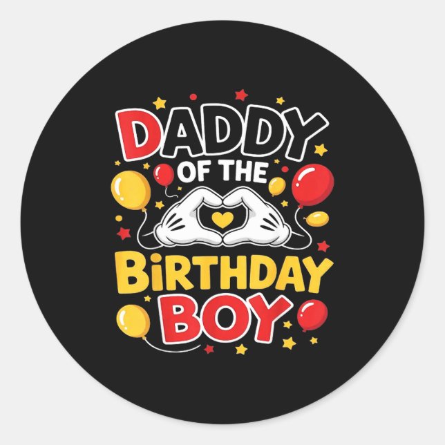 Daddy Of The Birthday Boy Shirt Matching Dad Son F Classic Round Sticker (Front)