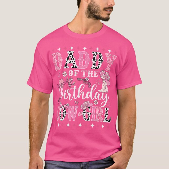 Daddy Of The Birthday Cowgirl Rodeo Black Unisex T-Shirt (Front)