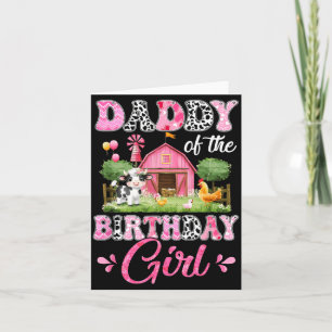 Daddy Of The Birthday Girl 1st Birthday Cow Farm Card