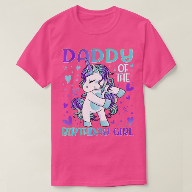 Daddy of the Birthday Girl Flossing Unicorn Dad Da T-Shirt (Design Front)