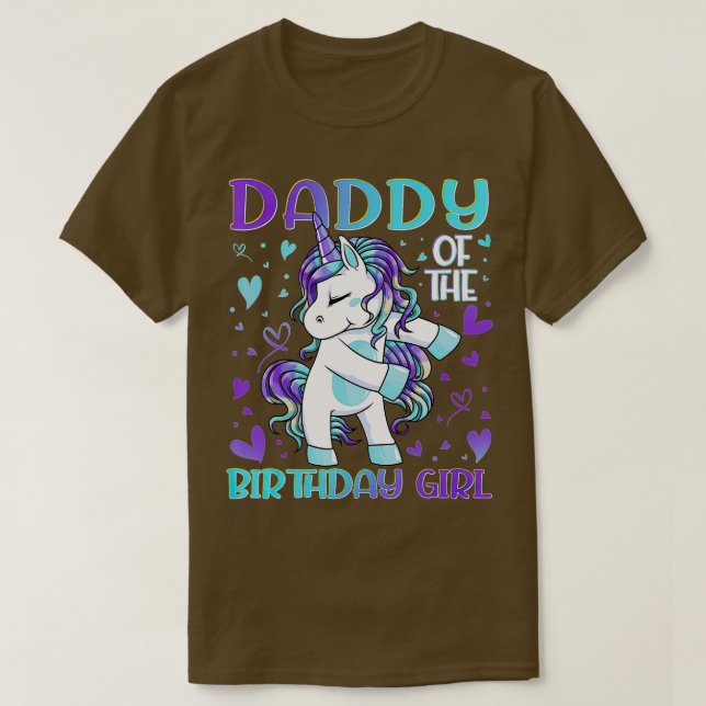Daddy of the Birthday Girl Flossing Unicorn Dad Da T-Shirt (Design Front)