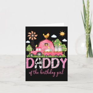 Daddy Of The Birthday Girl Pink Cow Farm Matching Card