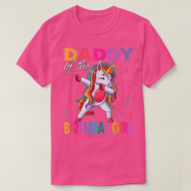 Daddy of the Birthday Girl Princess Dabbing Unicor T-Shirt (Design Front)