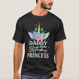 Daddy Of The Birthday Girl Unicorn Rainbow Family  T-Shirt