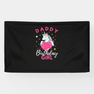 Daddy Of The Birthday Girl Unicorn T-Shirt Banner