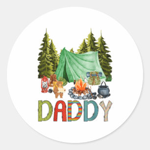 Daddy Of The Happy Camper 1st Birthday Bear Camng  Classic Round Sticker