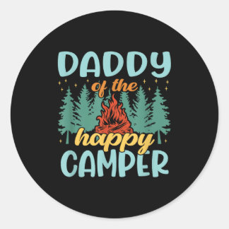 Daddy of the happy camper first birthday camping classic round sticker