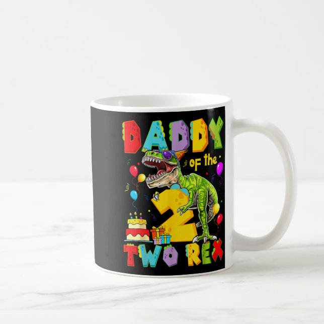 Daddy of the two rex 2nd birthday boy dinosaur coffee mug (Right)