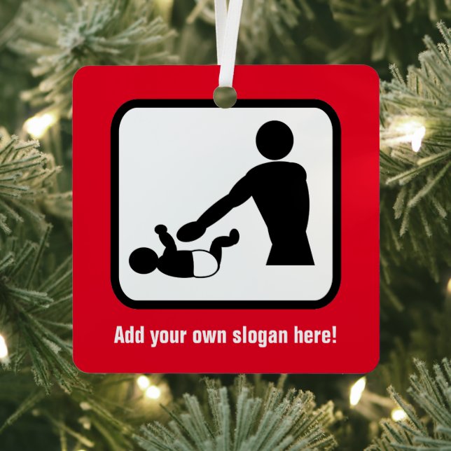 Daddy on Diaper Duty - the nappy change customised Metal Tree Decoration (Insitu)