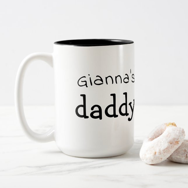 Daddy Personalised Fun Black White Two-Tone Mug (With Donut)