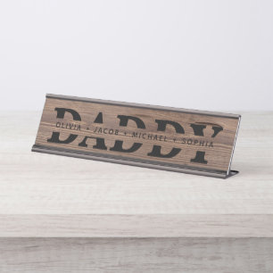 "Daddy" Personalised Kids' Names Wood Black Desk Name Plate