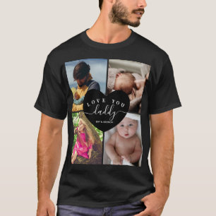 Daddy Photo Collage Best Dad Personalised Text  T-Shirt