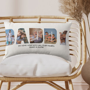 DADDY Photo Collage Picture Letter Cutout Lumbar Cushion