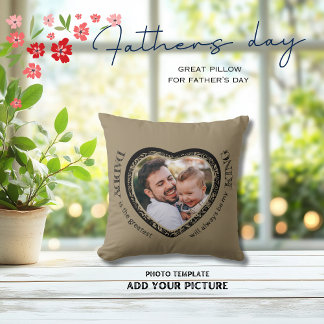 Daddy Photo Heart Shape Cushion