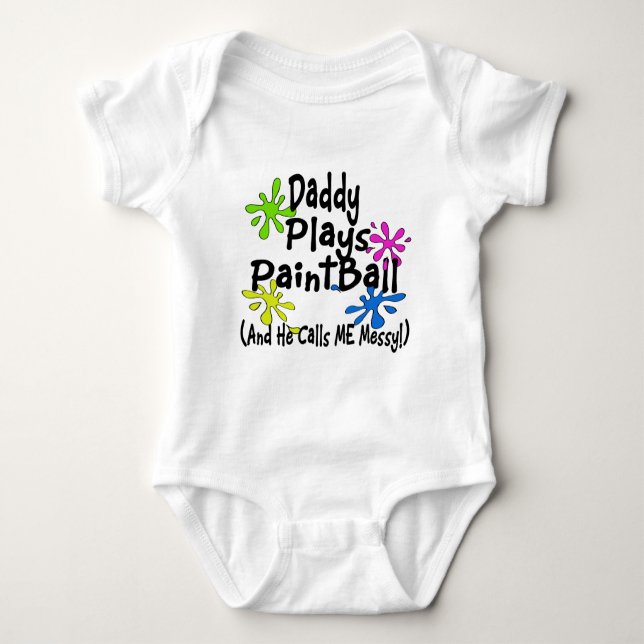 Daddy Plays Paintball Baby Bodysuit (Front)