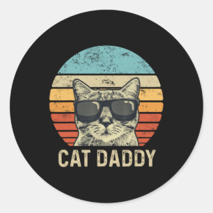 Daddy Retro Cat Sungles Cool Cat Dad Gift Fathers  Classic Round Sticker