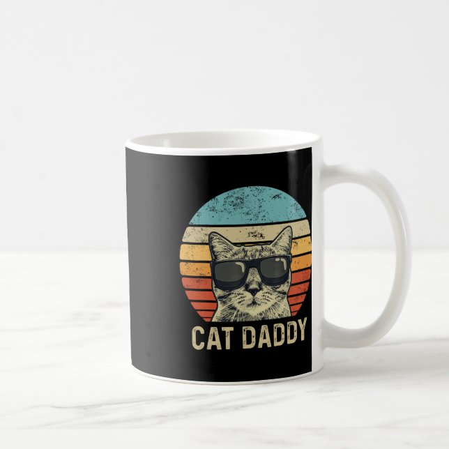 Daddy Retro Cat Sungles Cool Cat Dad Gift Fathers  Coffee Mug (Right)