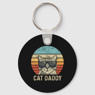 Daddy Retro Cat Sungles Cool Cat Dad Gift Fathers Key Ring