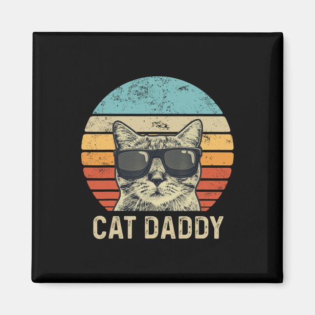 Daddy Retro Cat Sungles Cool Cat Dad Gift Fathers  Magnet (Front)