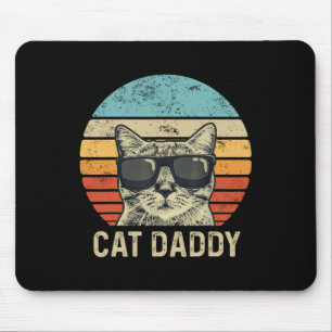 Daddy Retro Cat Sungles Cool Cat Dad Gift Fathers Mouse Pad