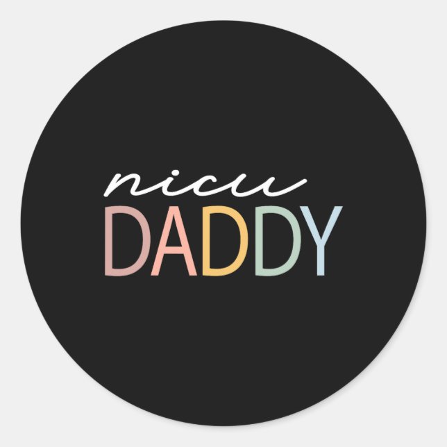 Daddy Retro Colourful Nicu Dad Boho Tiny Warrior  Classic Round Sticker (Front)