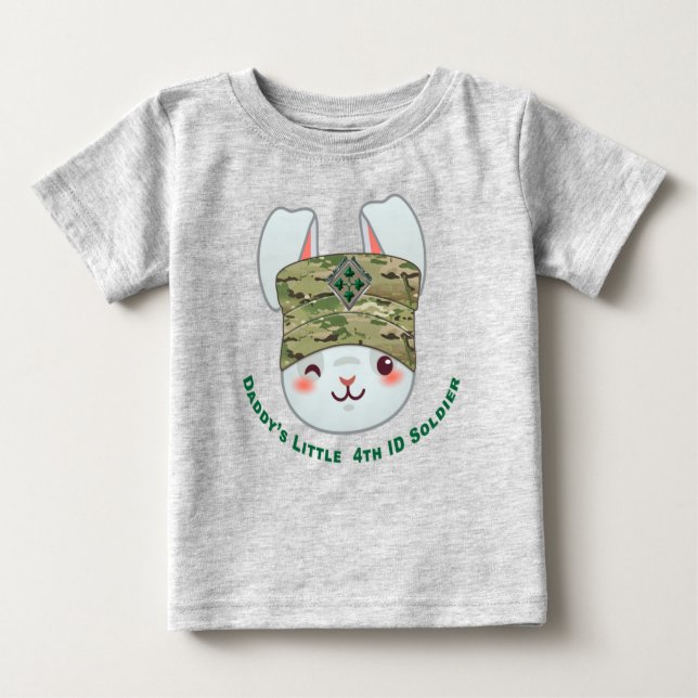 “Daddy’s Little 4th Infantry Division Soldier” Baby T-Shirt (Front)