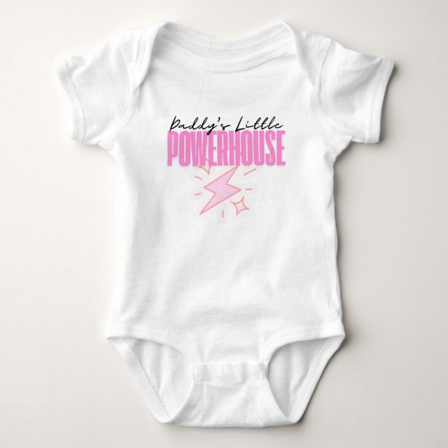 Daddy’s Little Powerhouse Pink  Baby Bodysuit (Front)