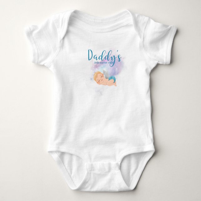 Daddy’s little warrior angel baby bodysuit  (Front)