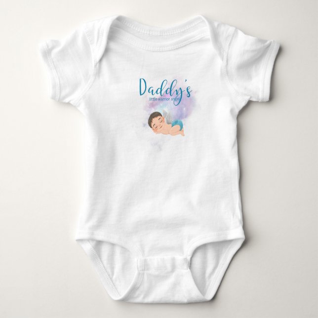 Daddy’s little warrior angel baby bodysuit  (Front)