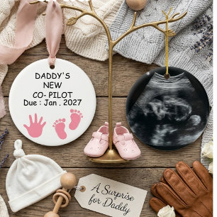 Daddy’s New Co-Pilot Pregnancy Announcement Ceramic Tree Decoration