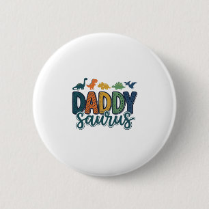 Daddy Saurus Cute Dinosaur Dad Vector Design_1 6 Cm Round Badge