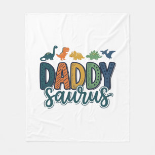 Daddy Saurus Cute Dinosaur Dad Vector Design_1 Fleece Blanket