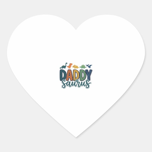 Daddy Saurus Cute Dinosaur Dad Vector Design_1 Heart Sticker (Front)