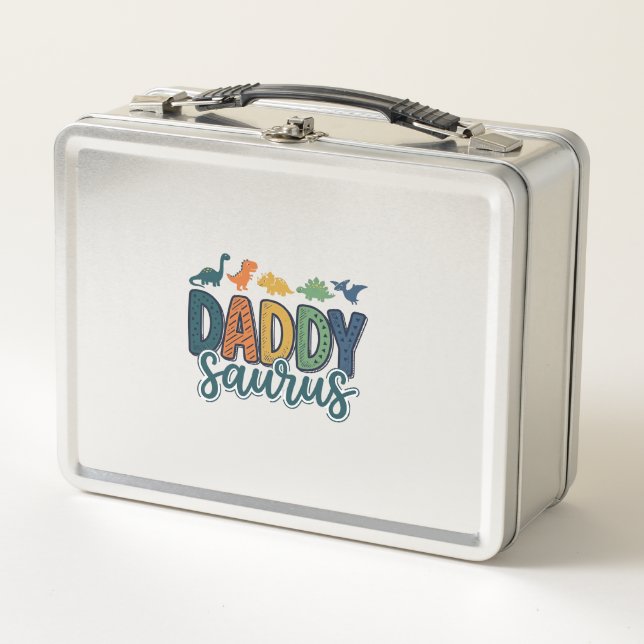 Daddy Saurus Cute Dinosaur Dad Vector Design_1 Metal Lunch Box (Front)