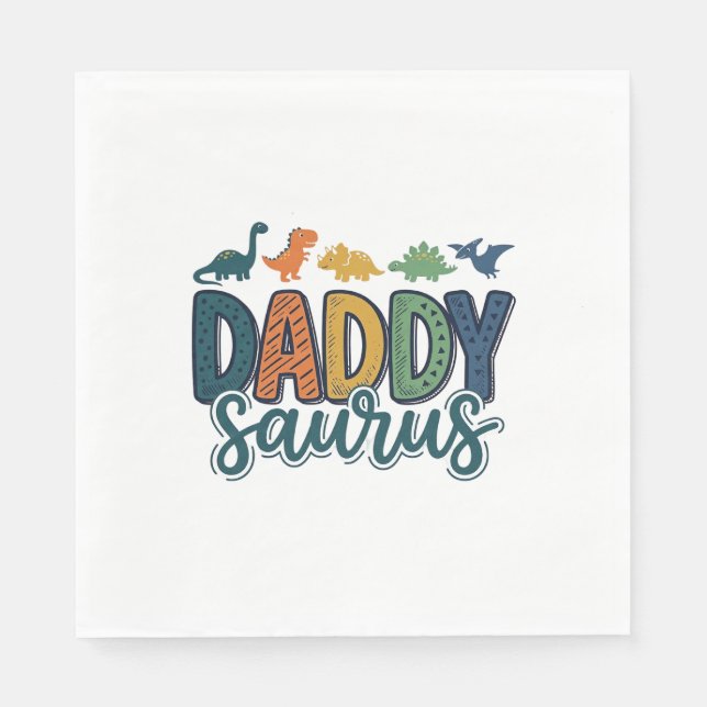 Daddy Saurus Cute Dinosaur Dad Vector Design_1 Napkin (Front)
