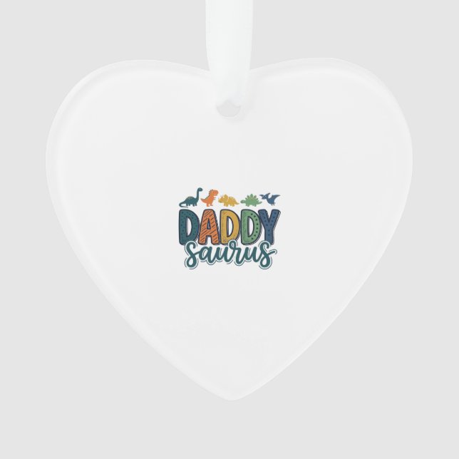 Daddy Saurus Cute Dinosaur Dad Vector Design_1 Ornament (Front)