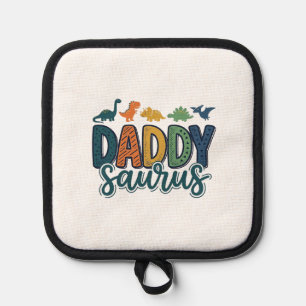 Daddy Saurus Cute Dinosaur Dad Vector Design_1 Pot Holder