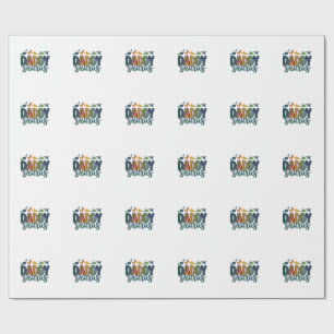 Daddy Saurus Cute Dinosaur Dad Vector Design_1 Wrapping Paper