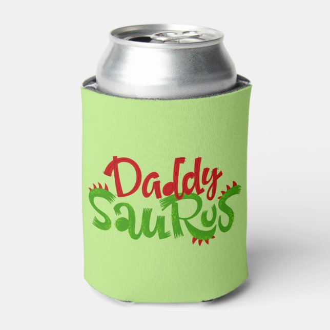 Daddy Saurus Dinosaur Lettering Can Cooler (Can Front)