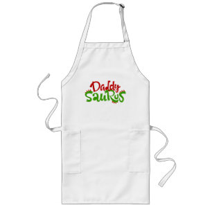 Daddy Saurus Dinosaur Lettering Long Apron