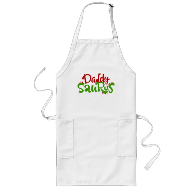 Daddy Saurus Dinosaur Lettering Long Apron (Front)