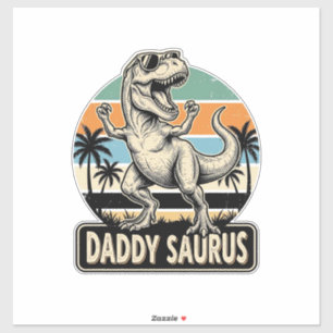 Daddy Saurus Retro Dinosaur Sunset Shirt Design_1