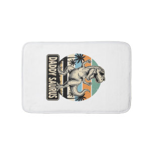 Daddy Saurus Retro Dinosaur Sunset Shirt Design_1 Bath Mat