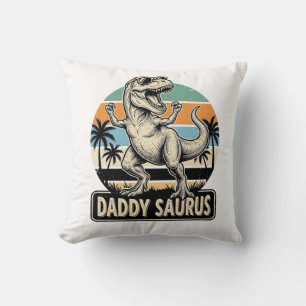 Daddy Saurus Retro Dinosaur Sunset Shirt Design_1 Cushion