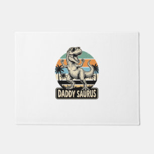 Daddy Saurus Retro Dinosaur Sunset Shirt Design_1 Doormat
