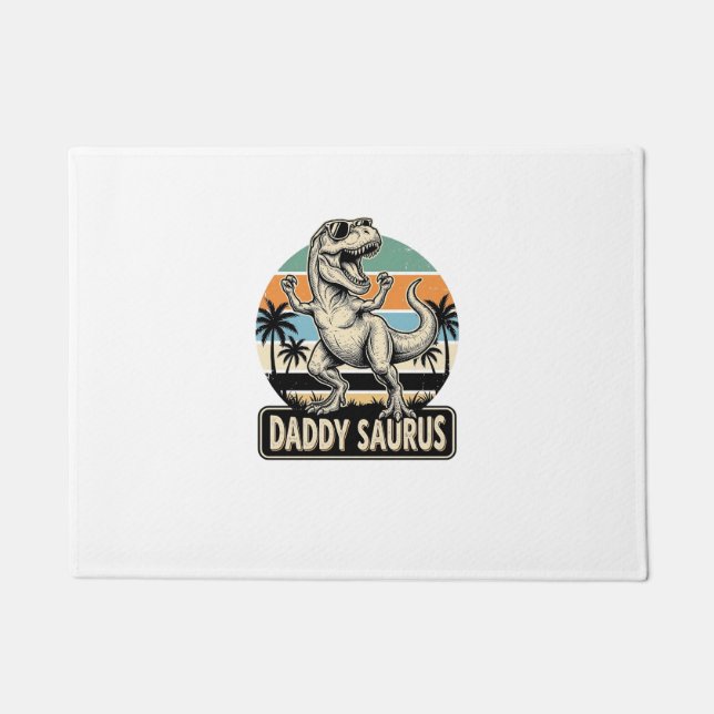 Daddy Saurus Retro Dinosaur Sunset Shirt Design_1 Doormat (Front)