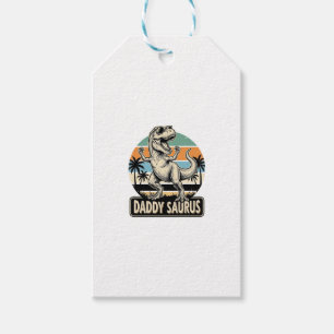 Daddy Saurus Retro Dinosaur Sunset Shirt Design_1 Gift Tags