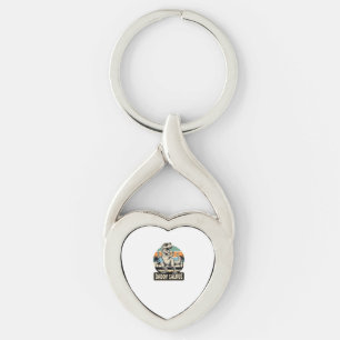 Daddy Saurus Retro Dinosaur Sunset Shirt Design_1 Key Ring