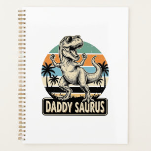 Daddy Saurus Retro Dinosaur Sunset Shirt Design_1 Planner