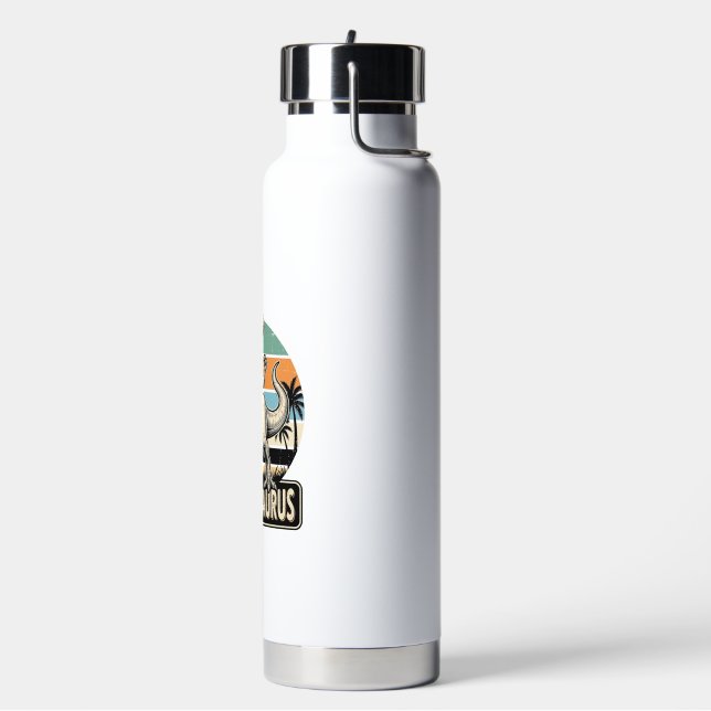 Daddy Saurus Retro Dinosaur Sunset Shirt Design_1 Water Bottle (Left)